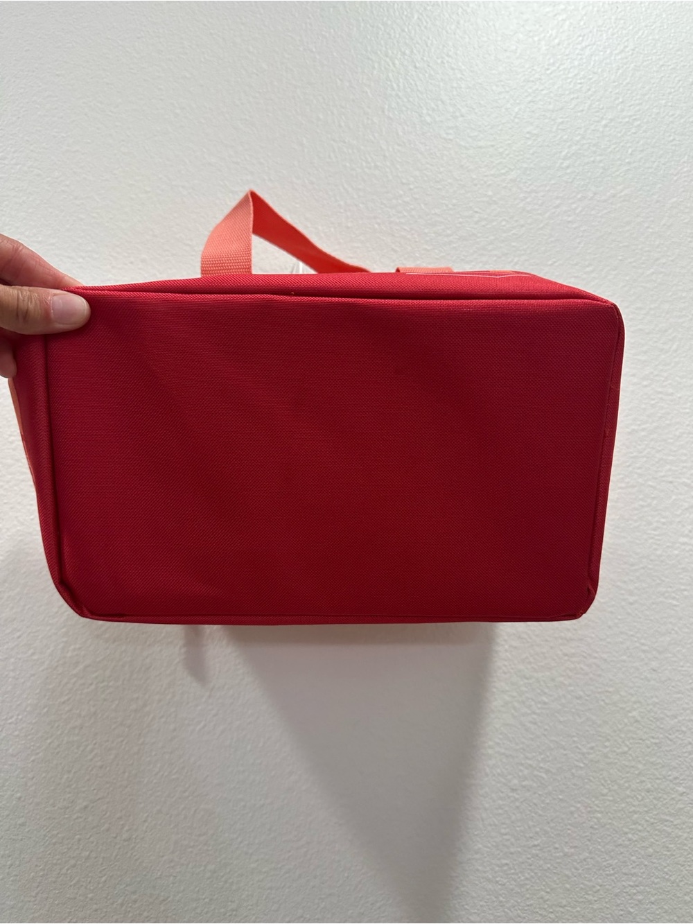 Trader Joe's Coral & Red Insulated Mini Lunch Tote Bag zipper - Picture 4 of 6